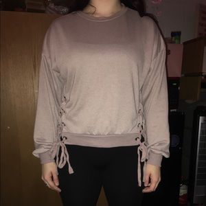 charlotte russe sweater w/ lace/tie sides